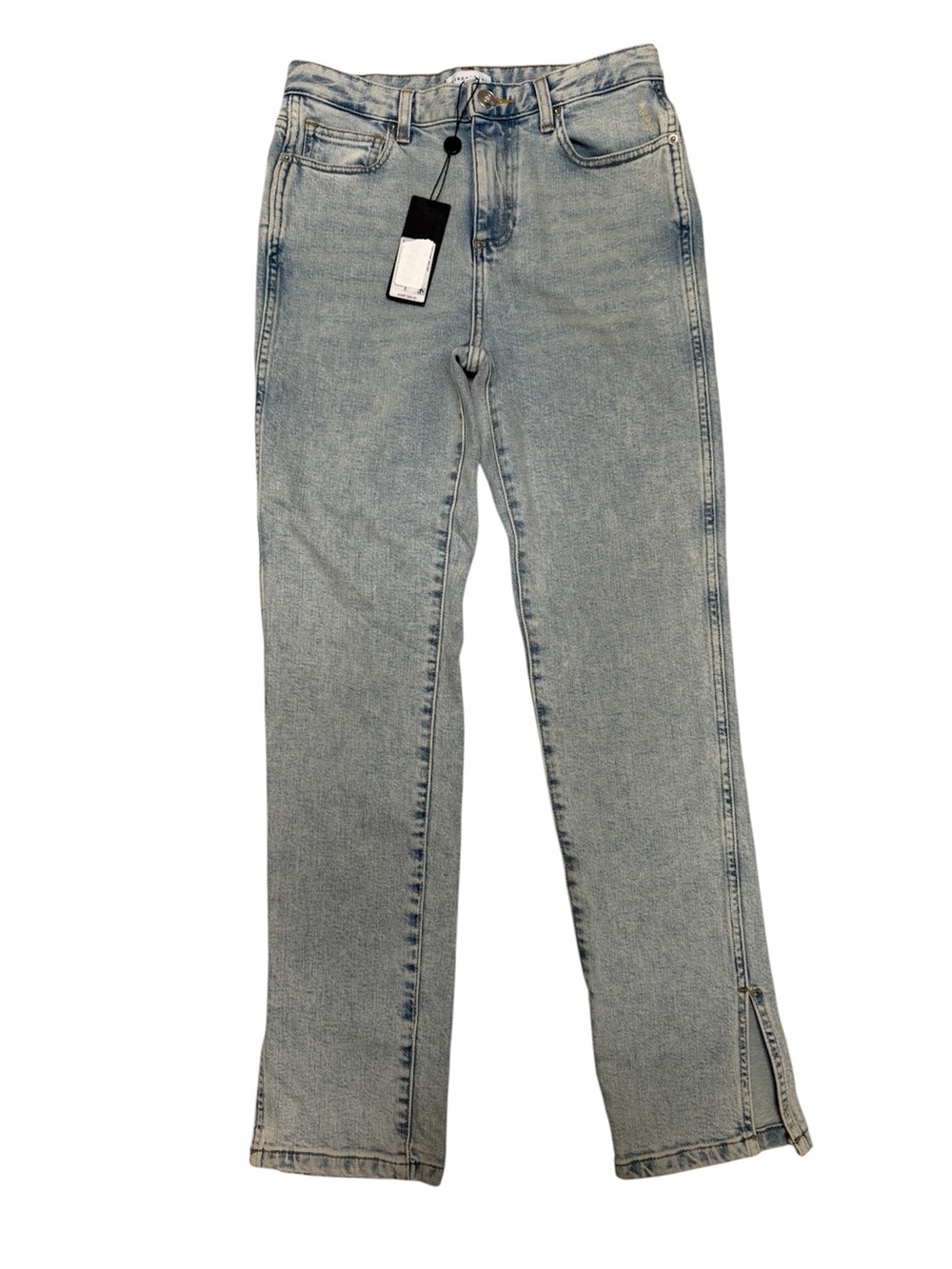 NWT Gianni Bini Light Wash Straight Leg Jeans Slit Hem Distressed Denim